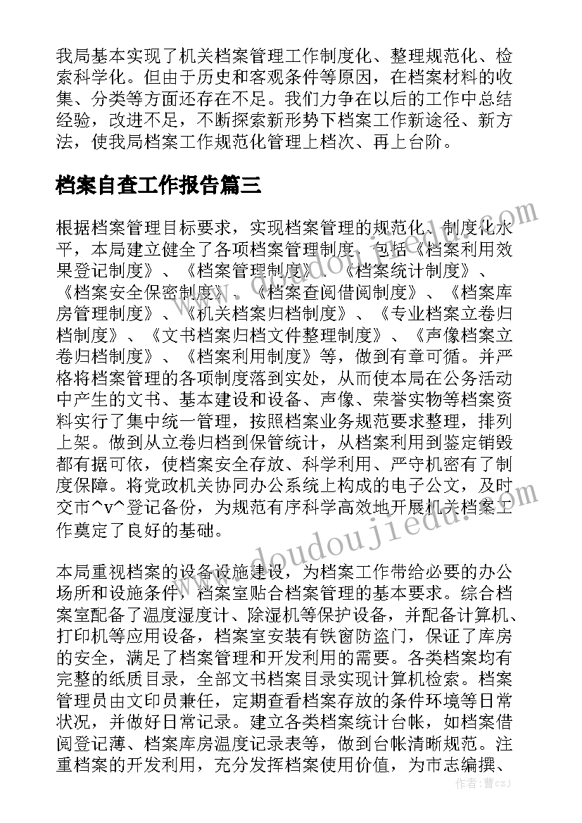 档案自查工作报告