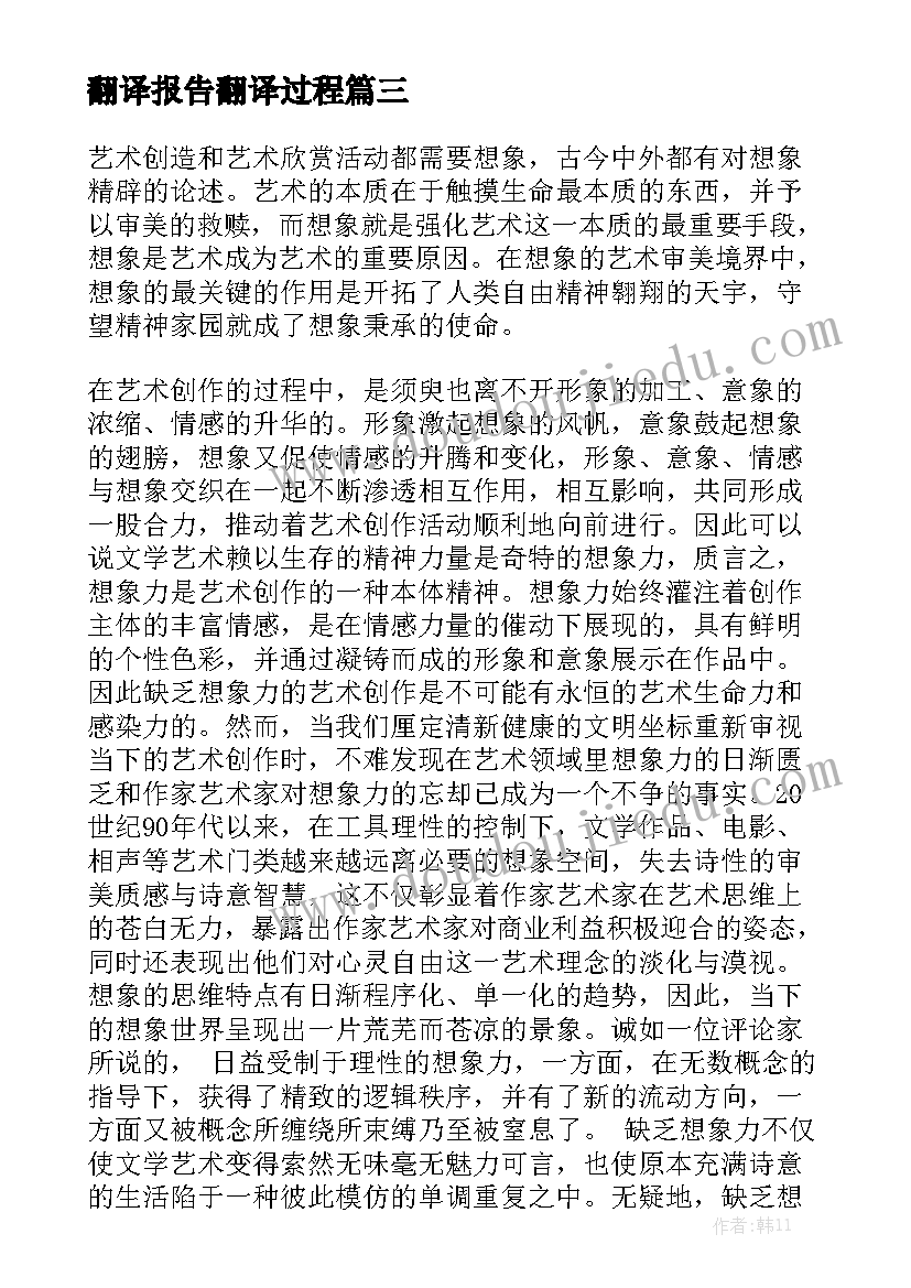 翻译报告翻译过程