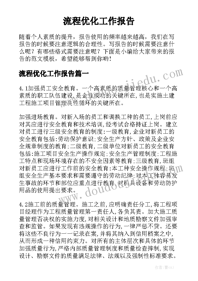 流程优化工作报告