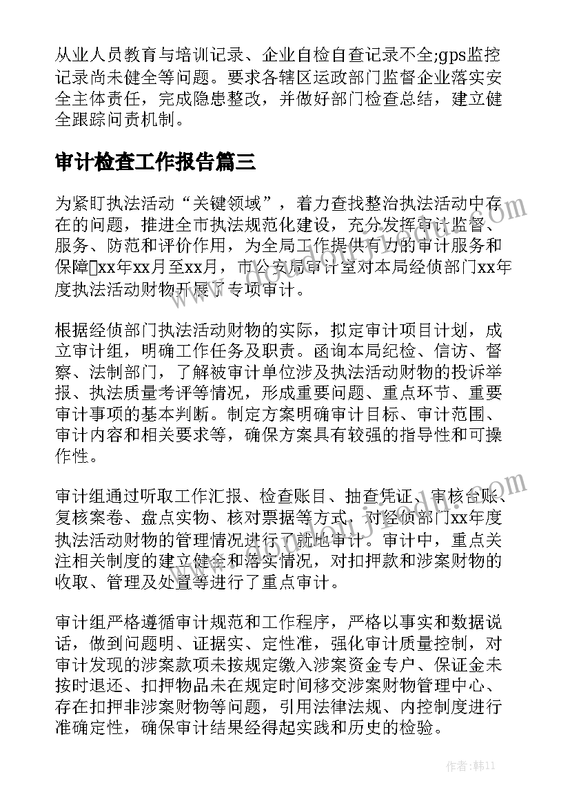 审计检查工作报告