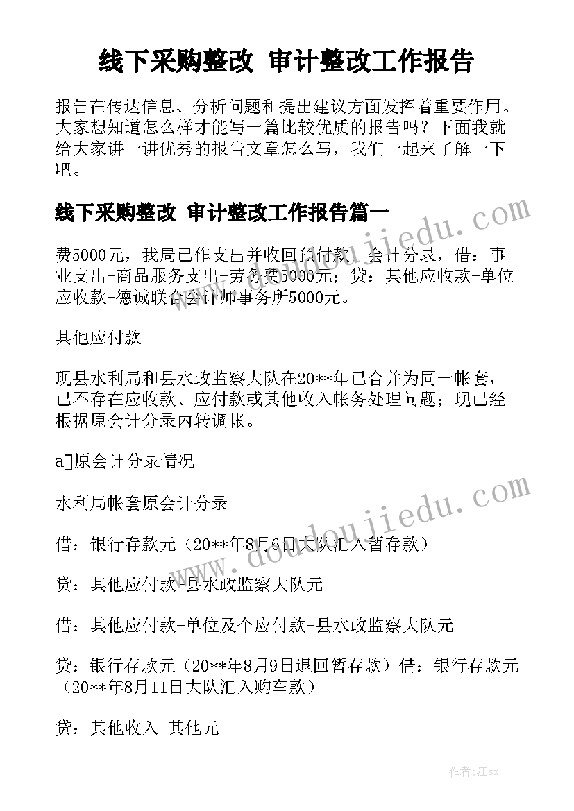 线下采购整改 审计整改工作报告