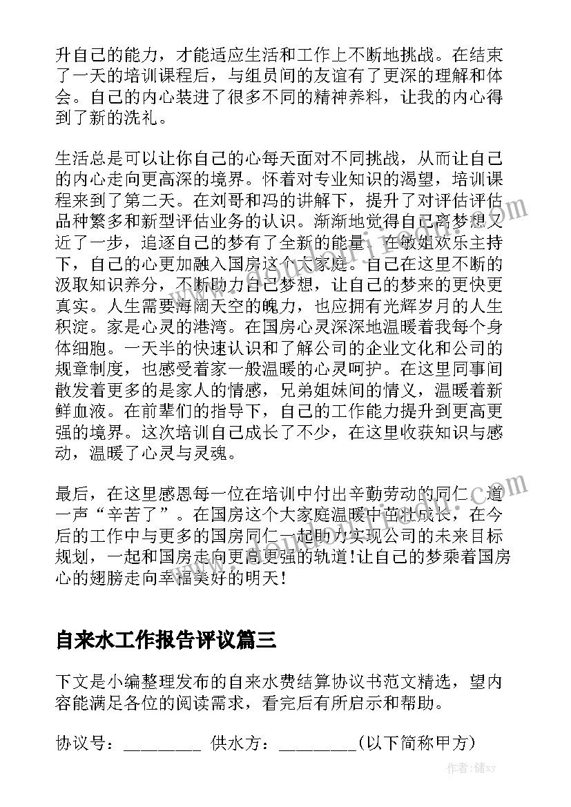 自来水工作报告评议