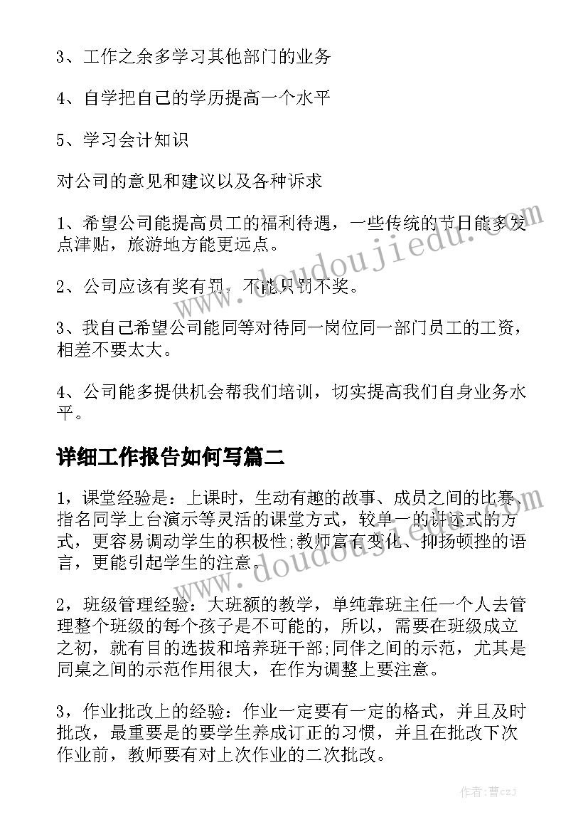 详细工作报告如何写