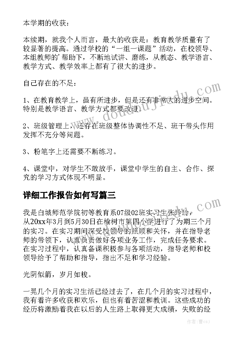 详细工作报告如何写