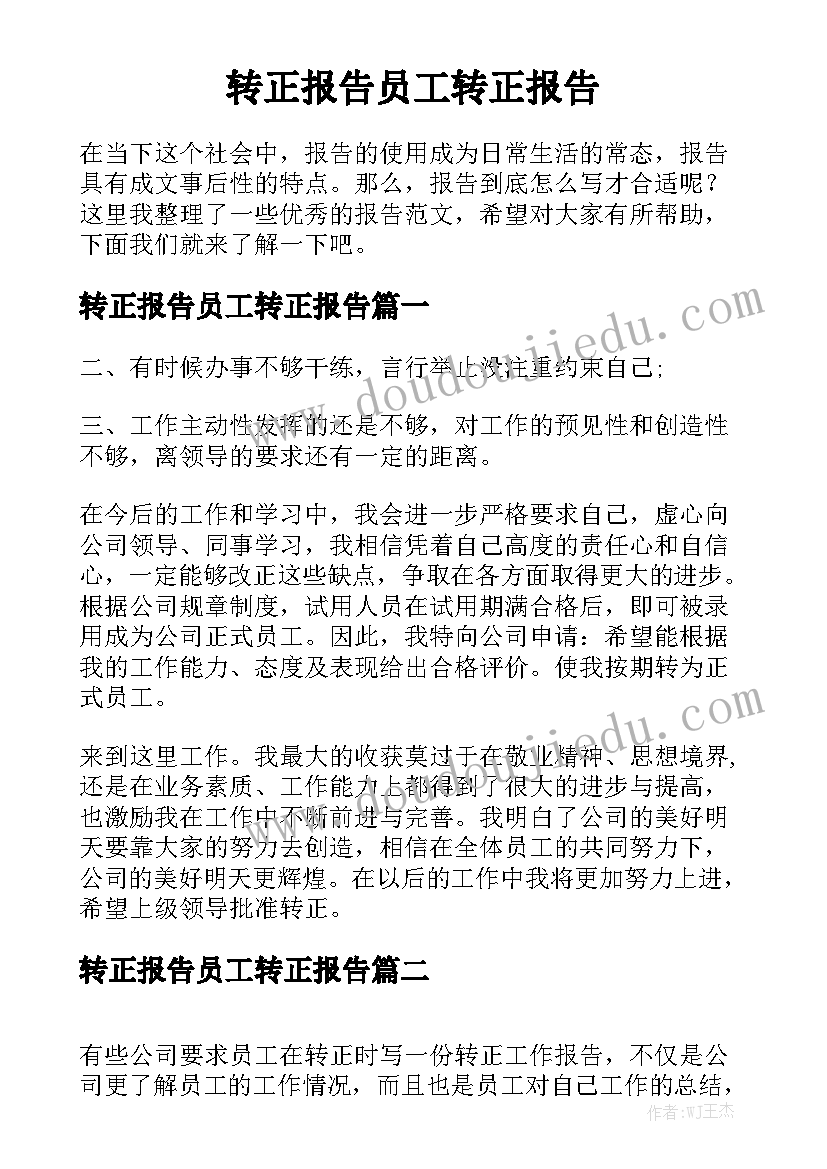 转正报告员工转正报告