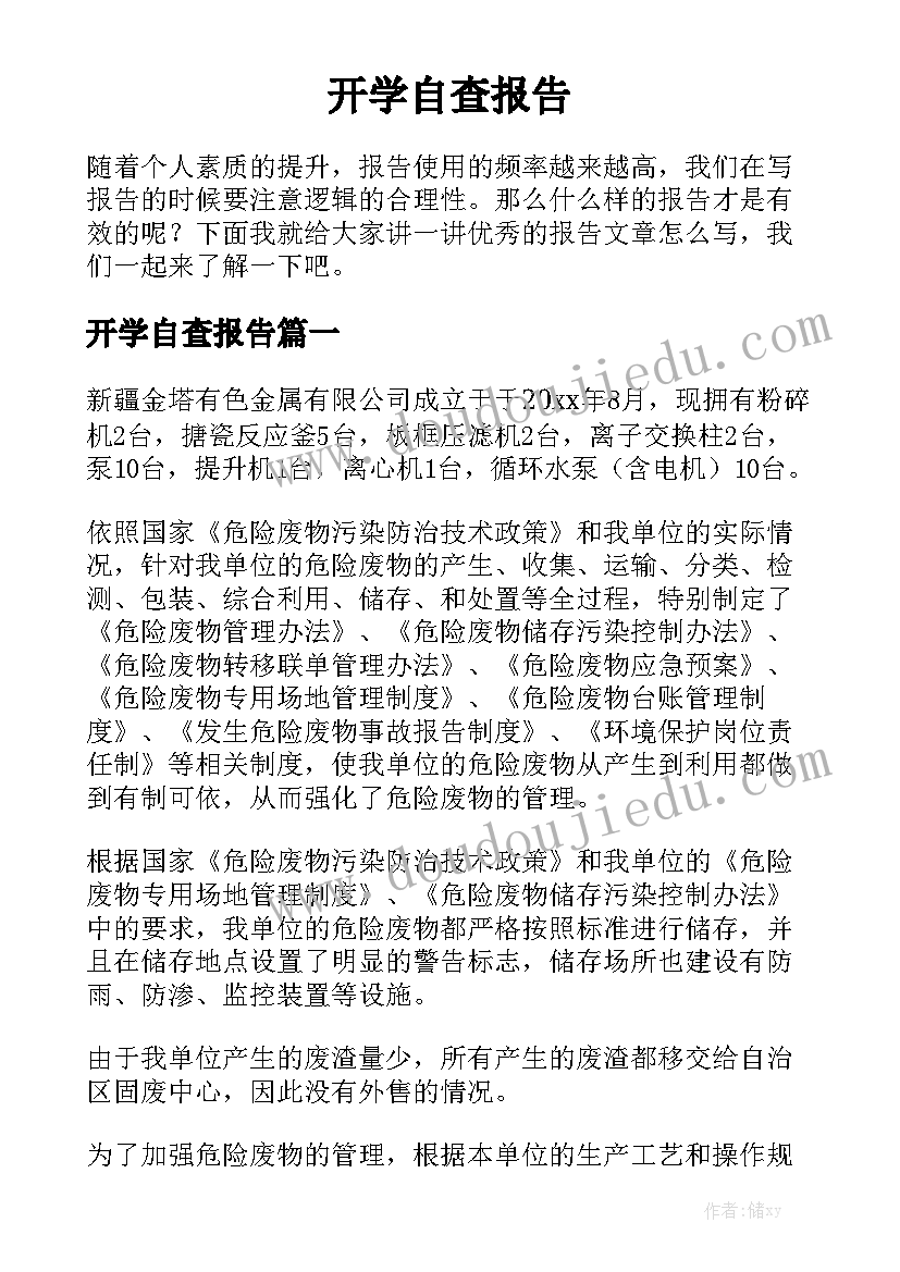 开学自查报告