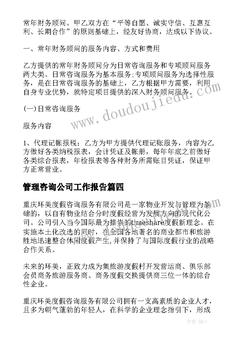 管理咨询公司工作报告