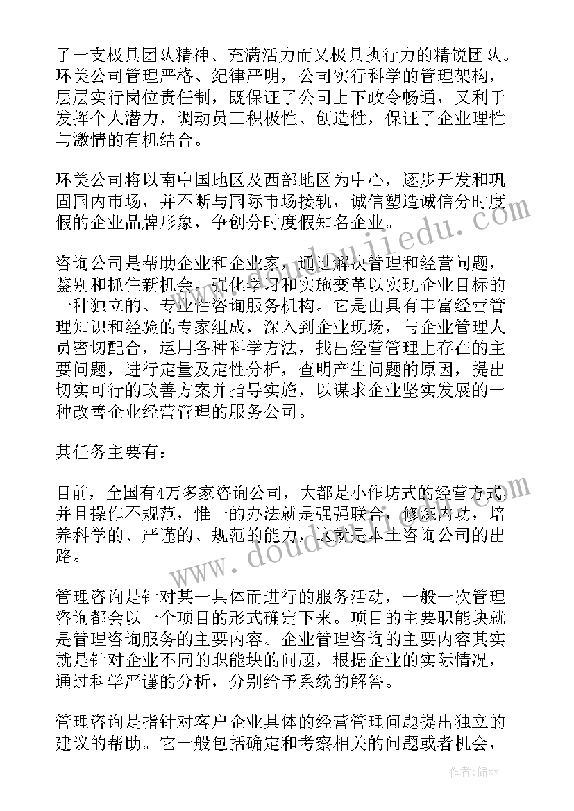 管理咨询公司工作报告