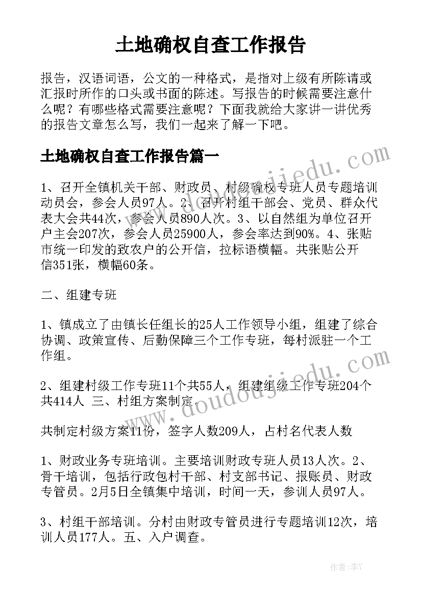 土地确权自查工作报告