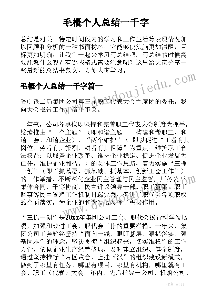 毛概个人总结一千字