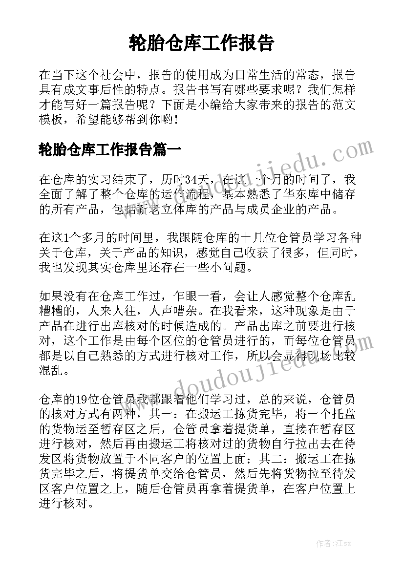 轮胎仓库工作报告