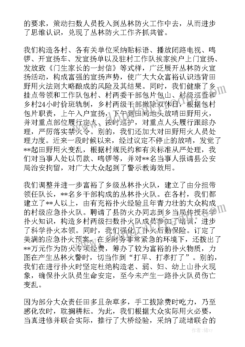 森林乡村申报材料 森林防火责任工作报告