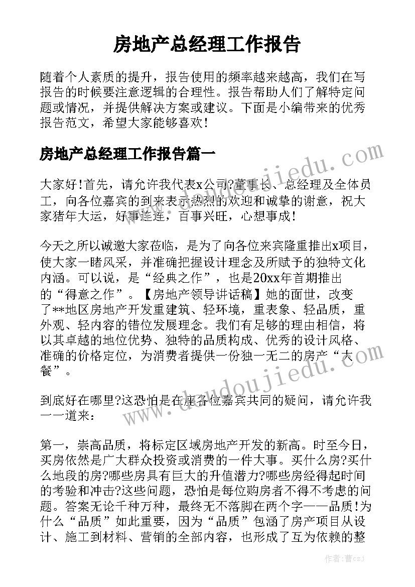 房地产总经理工作报告