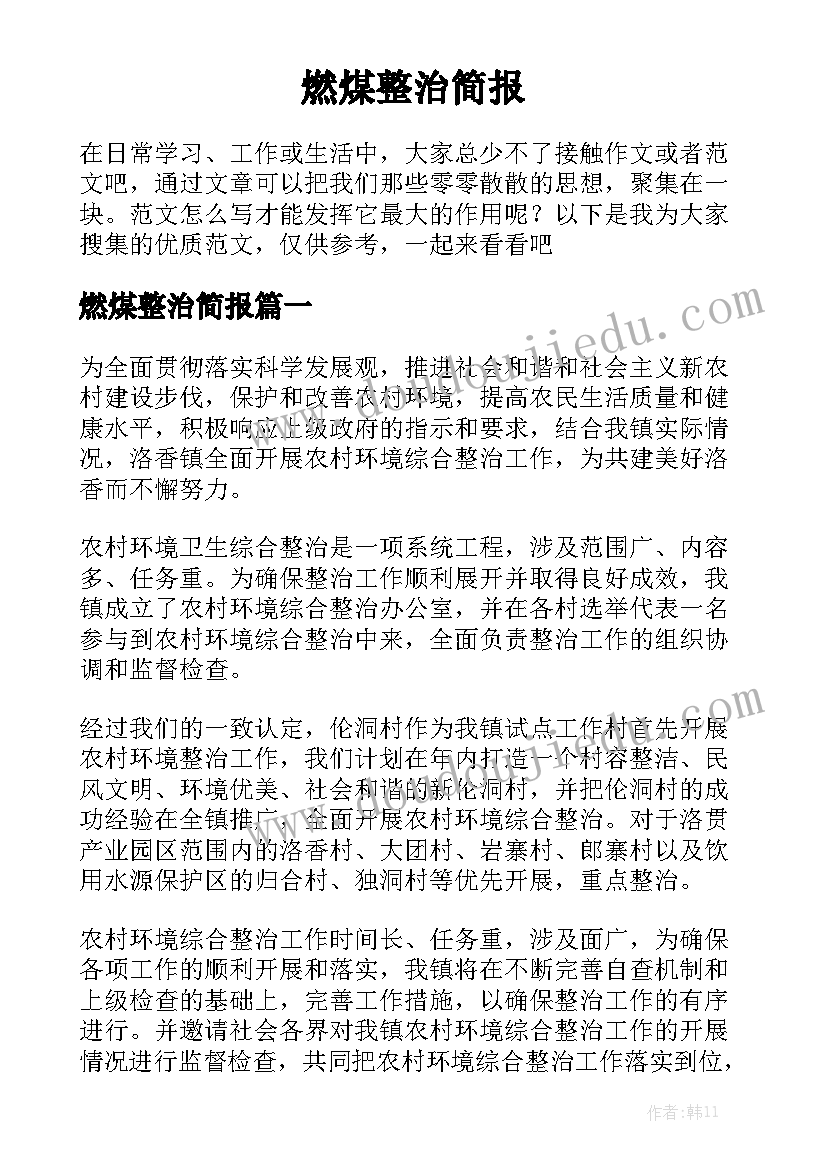 燃煤整治简报