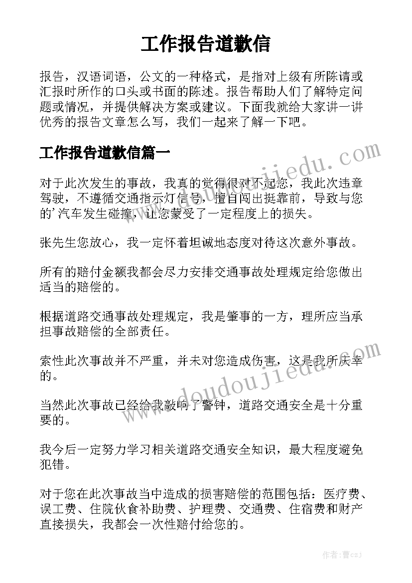 工作报告道歉信