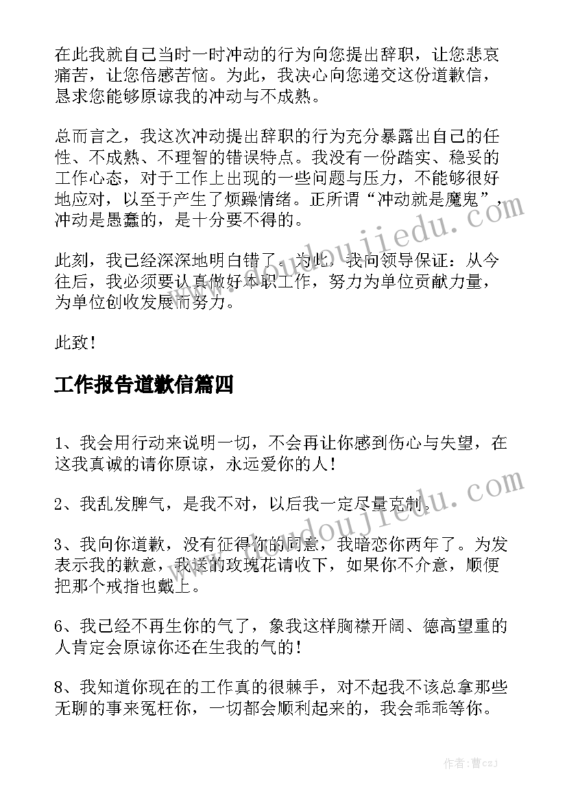 工作报告道歉信