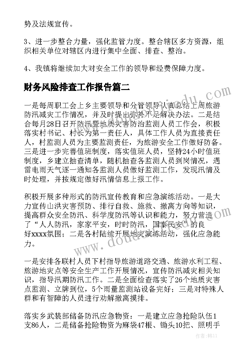 财务风险排查工作报告