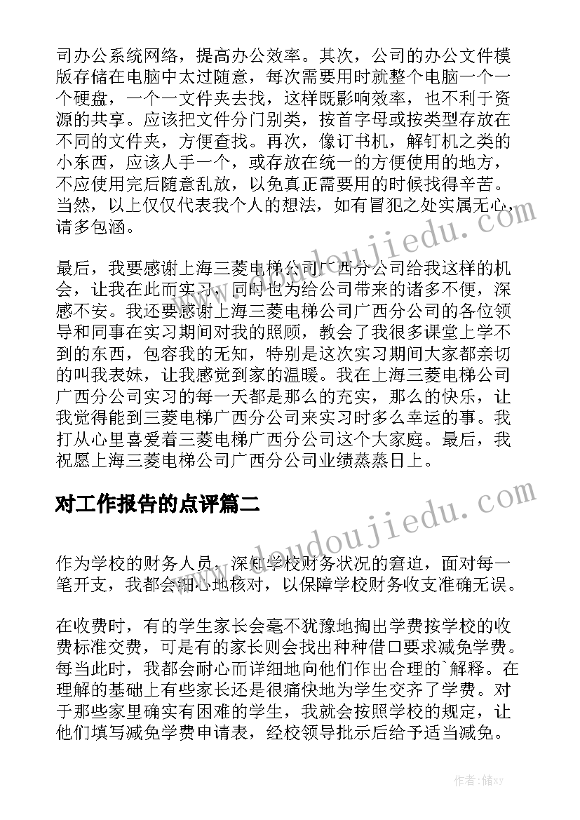 对工作报告的点评