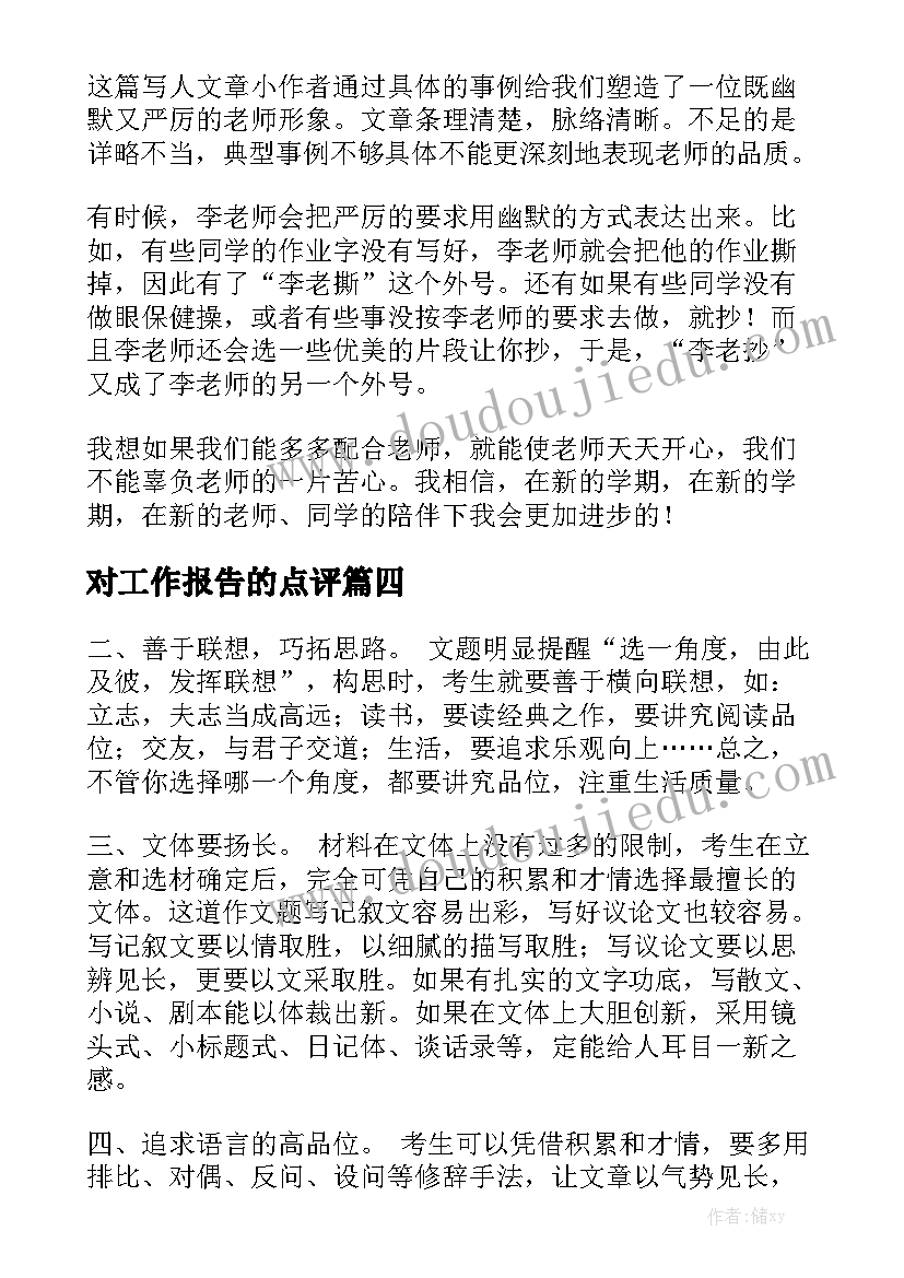 对工作报告的点评