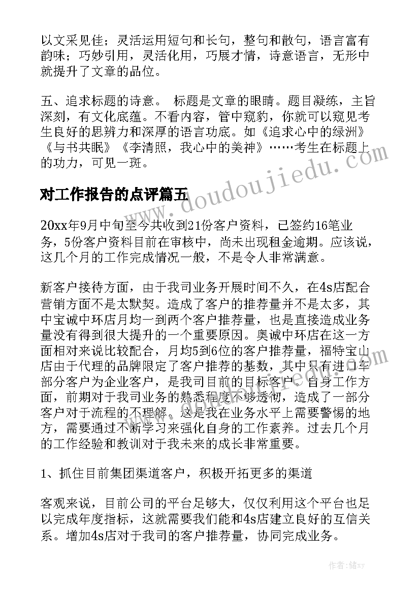 对工作报告的点评