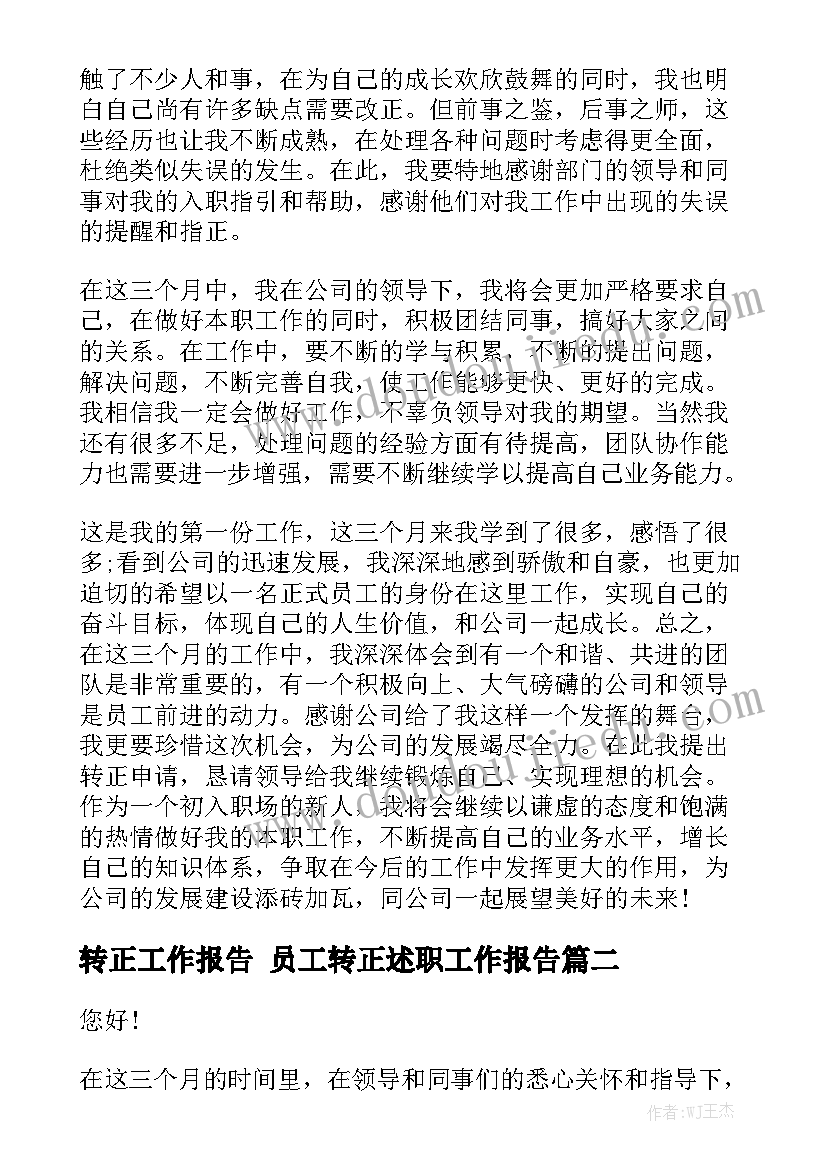 转正工作报告 员工转正述职工作报告