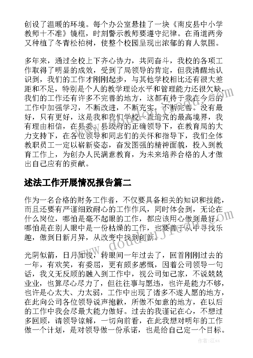 述法工作开展情况报告