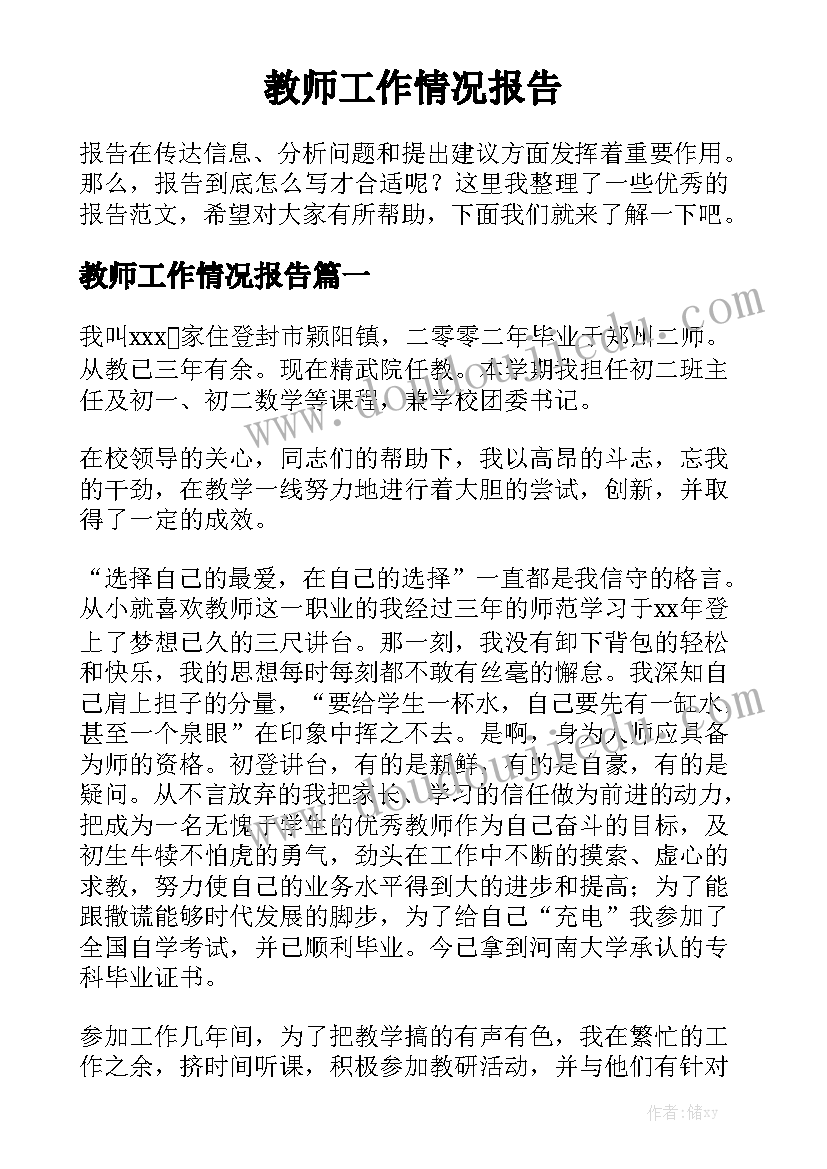 教师工作情况报告