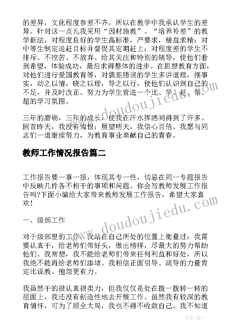 教师工作情况报告