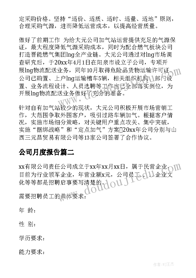 公司月度报告