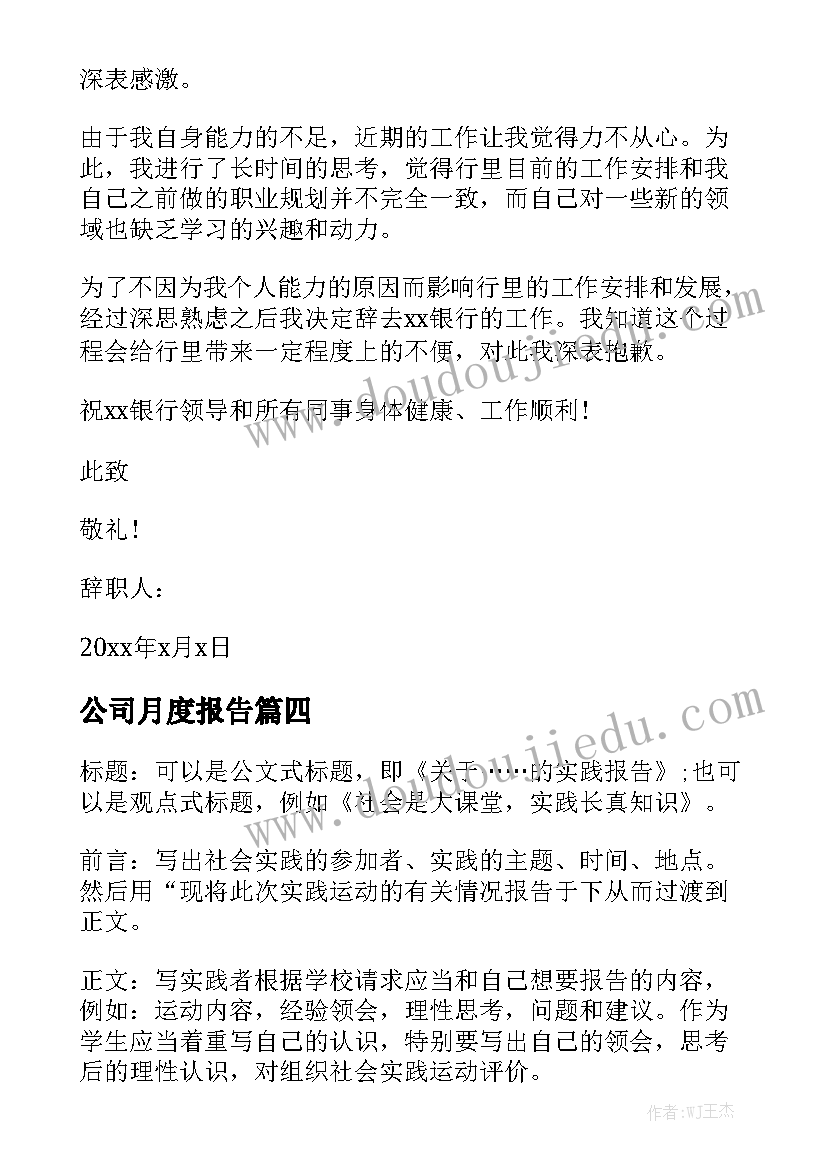 公司月度报告