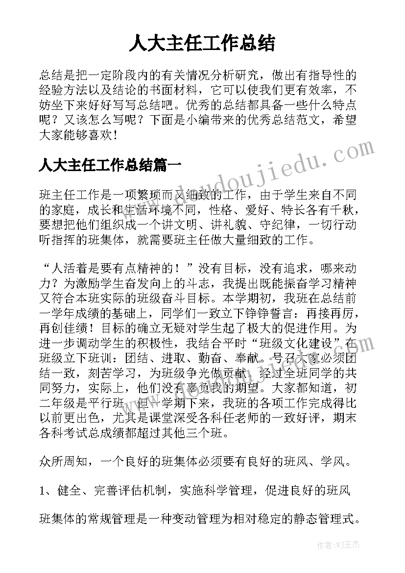 人大主任工作总结