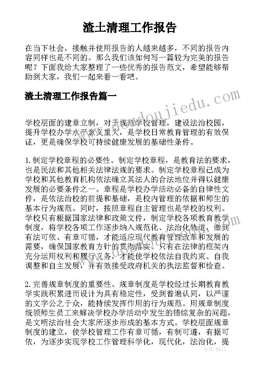 渣土清理工作报告