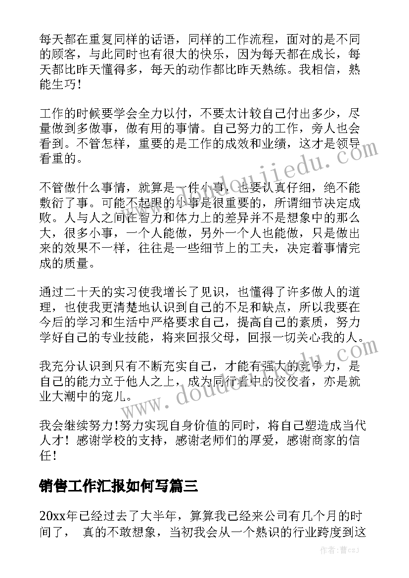 销售工作汇报如何写