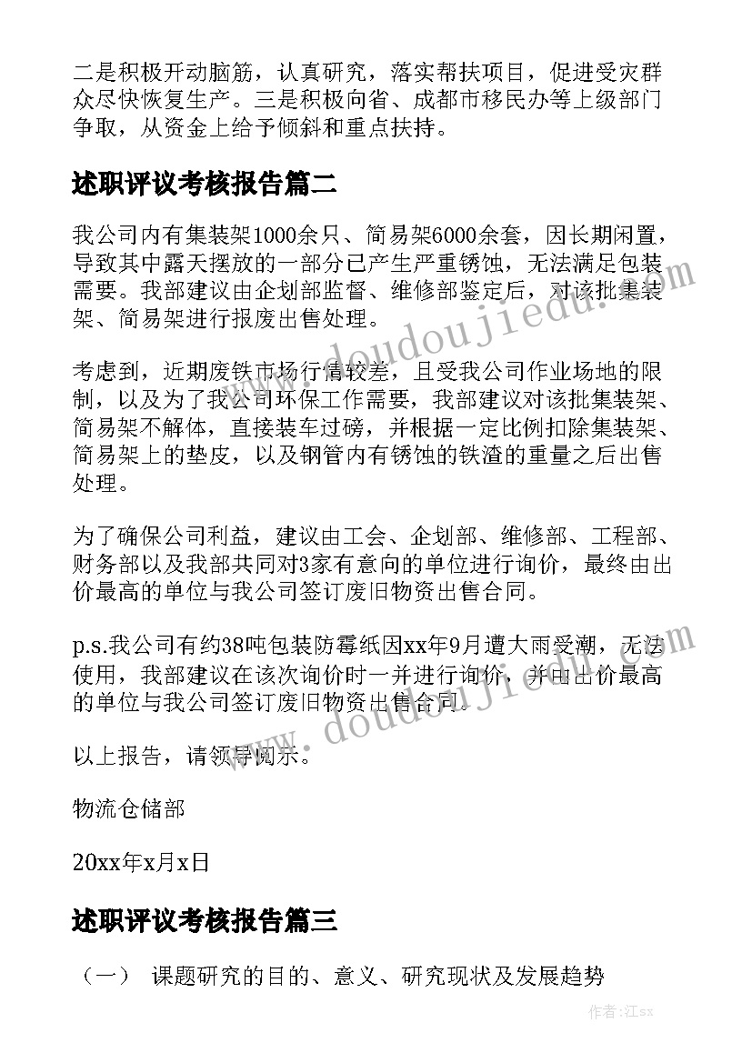 述职评议考核报告