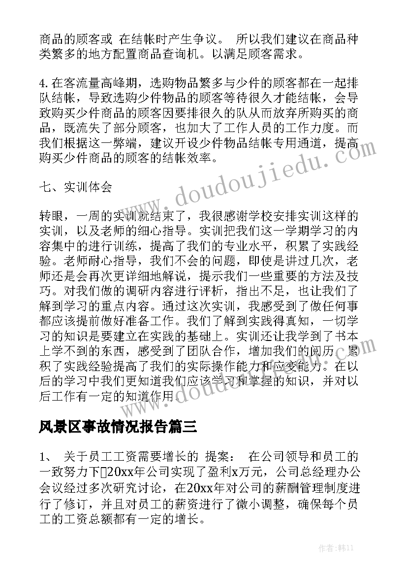 风景区事故情况报告