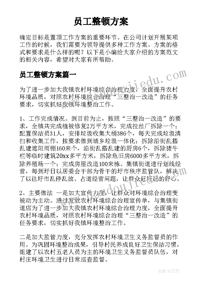 员工整顿方案