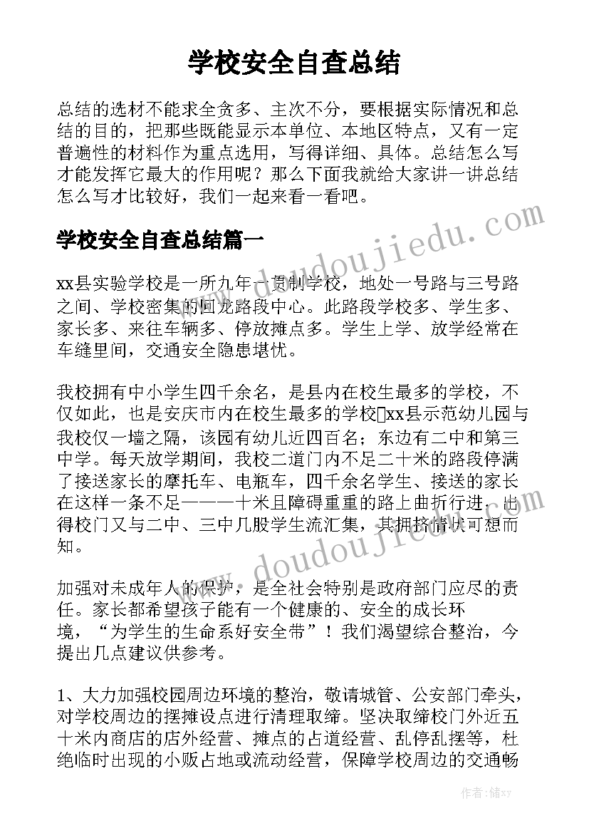 学校安全自查总结