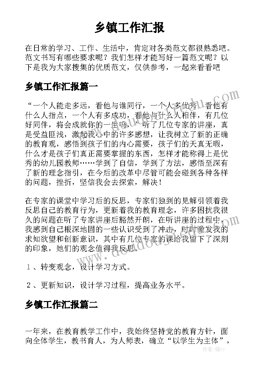 乡镇工作汇报