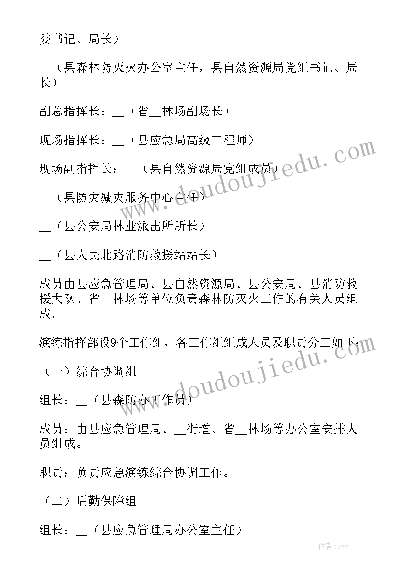 2023年森林防灭火应急演练方案范文精选9篇