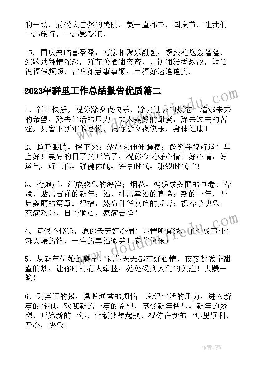 2023年群里工作总结报告优质