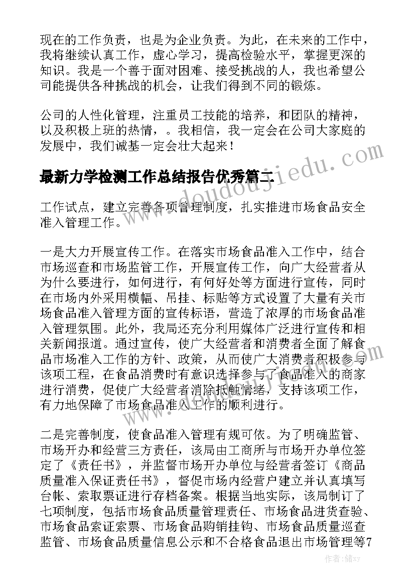 最新力学检测工作总结报告优秀