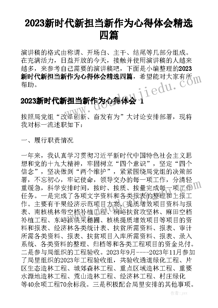 2023新时代新担当新作为心得体会精选四篇