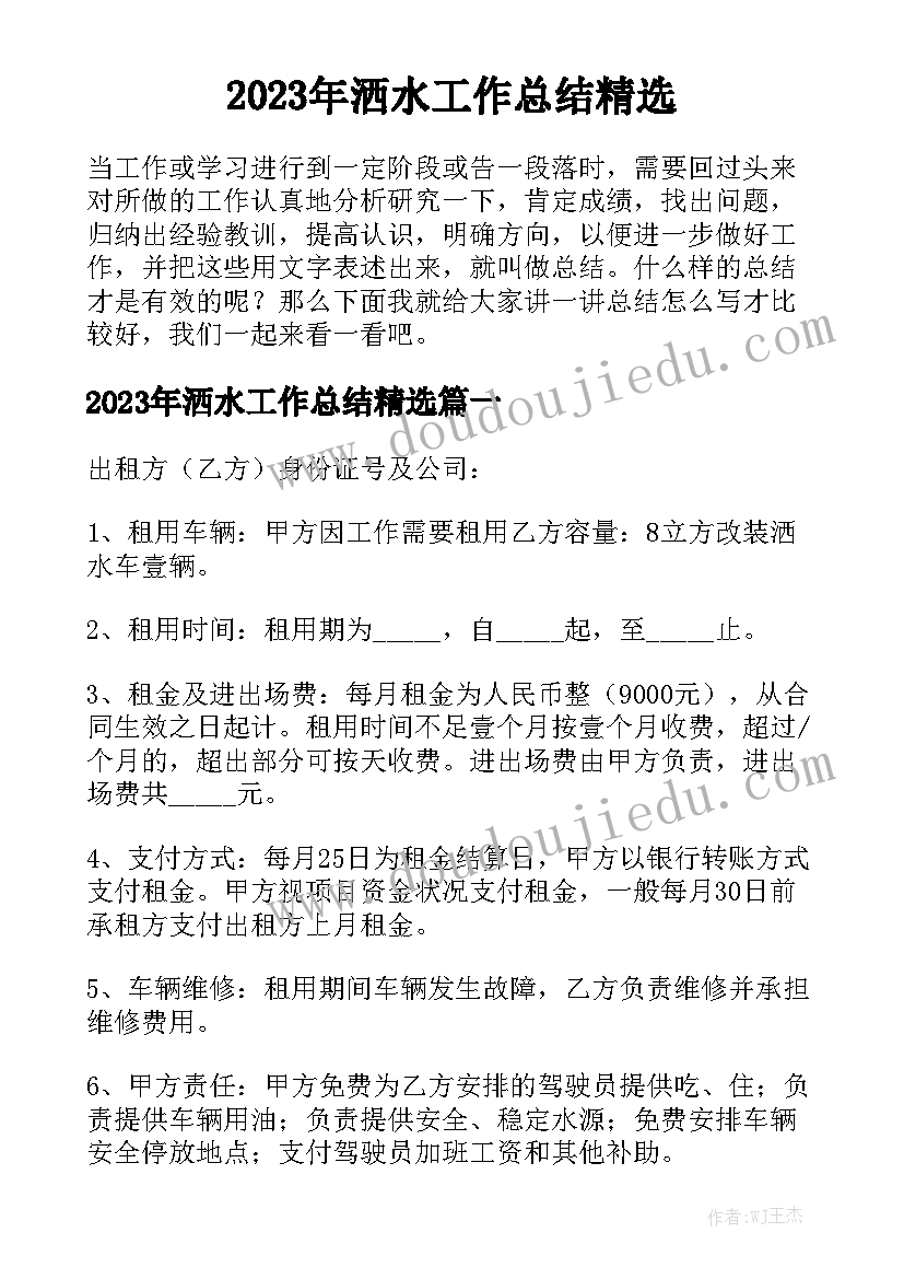 2023年洒水工作总结精选