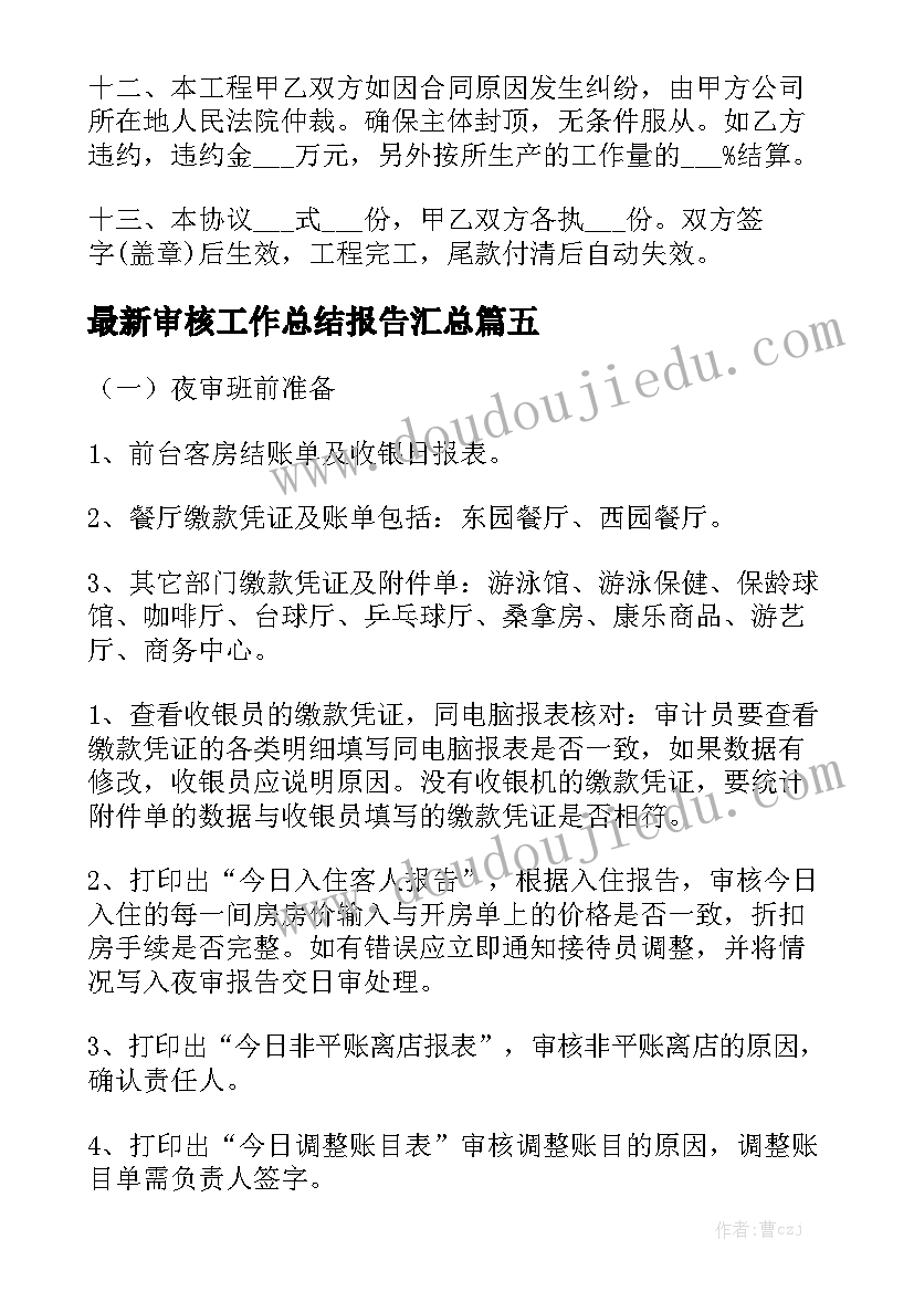 最新审核工作总结报告汇总