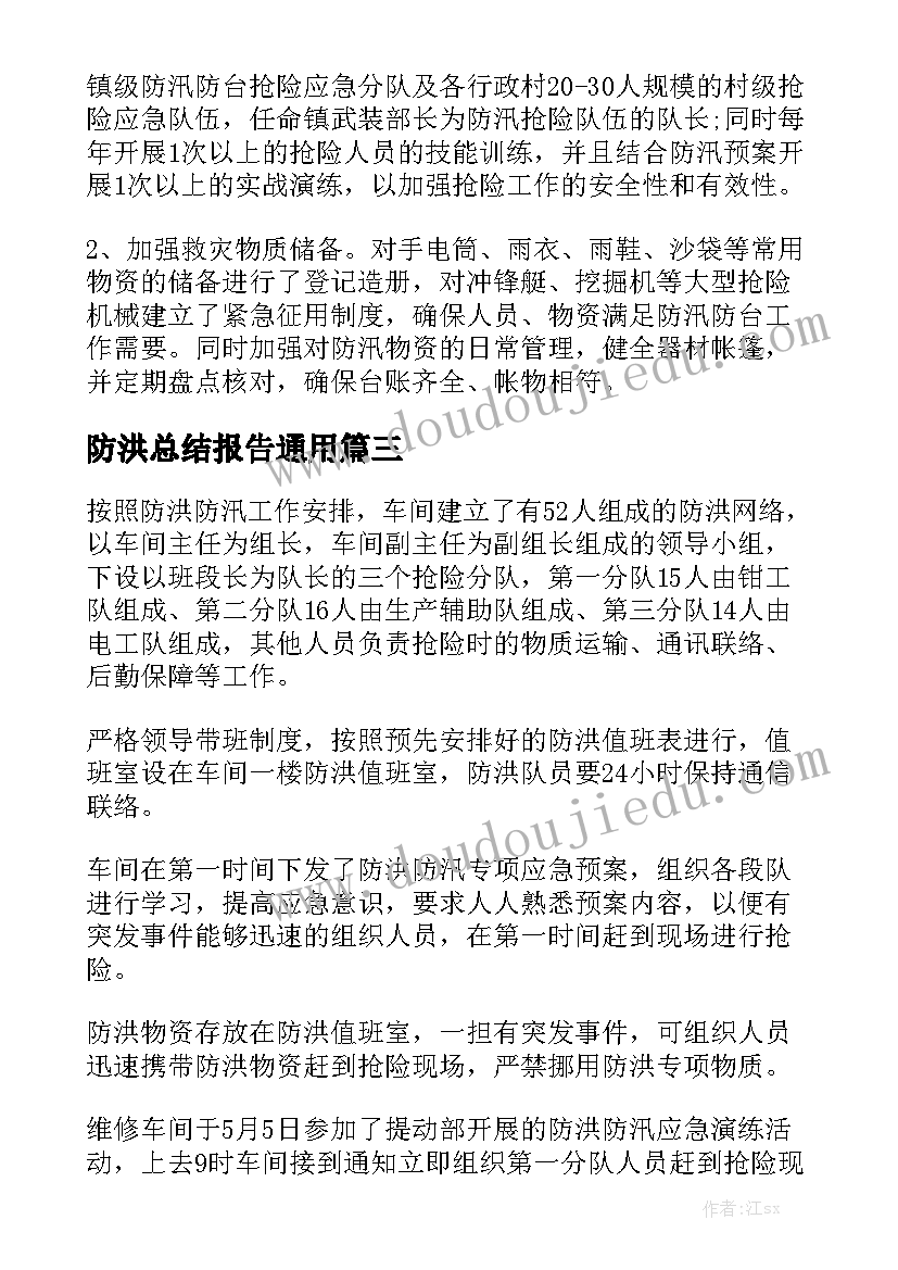 防洪总结报告通用