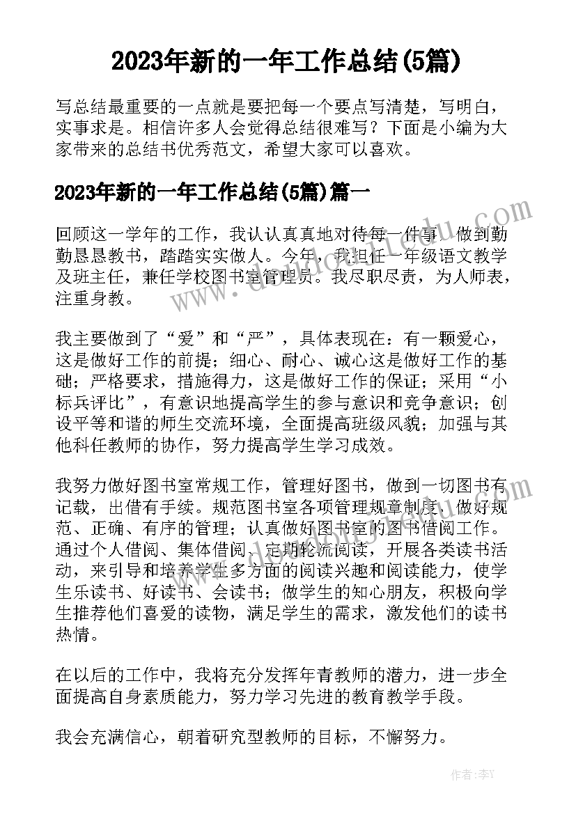 2023年新的一年工作总结(5篇)