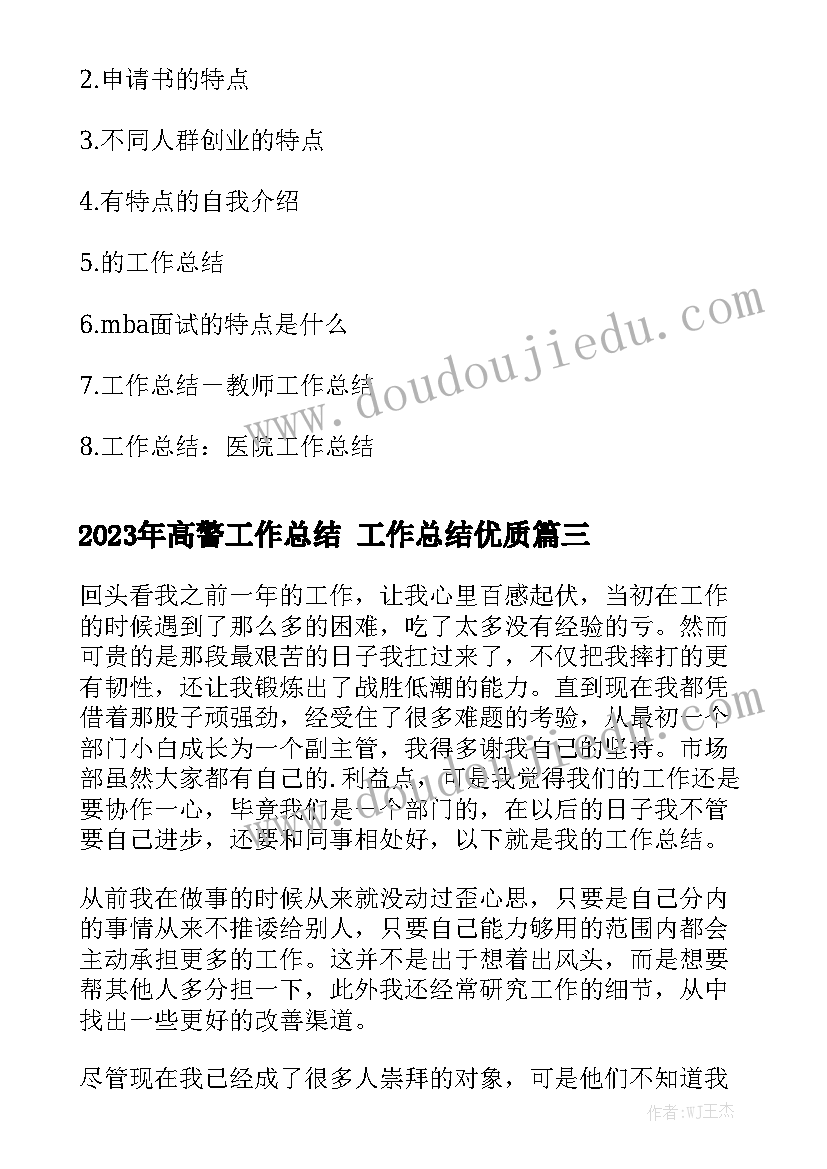 2023年高警工作总结 工作总结优质