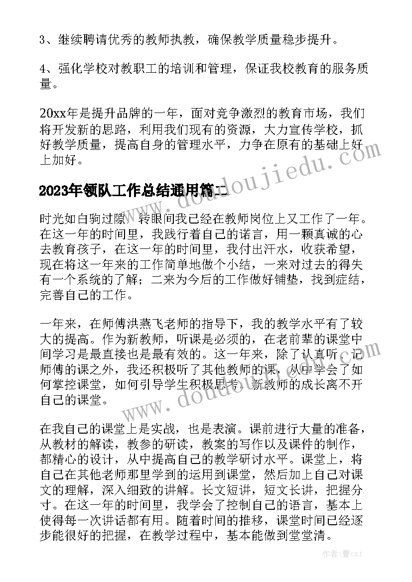 2023年领队工作总结通用