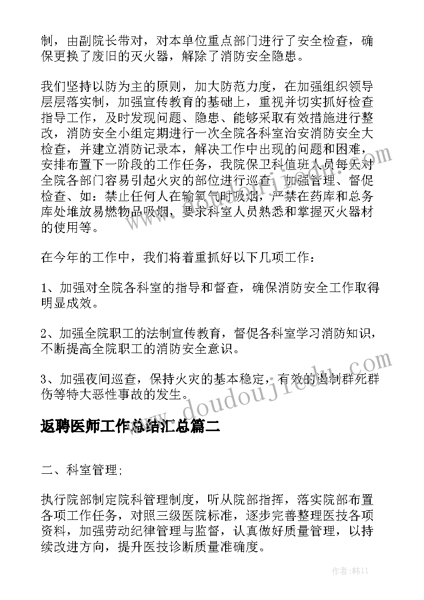 返聘医师工作总结汇总