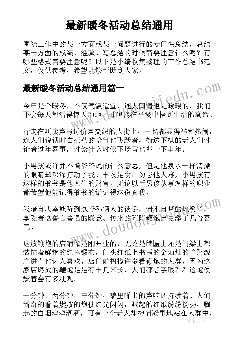 最新暖冬活动总结通用